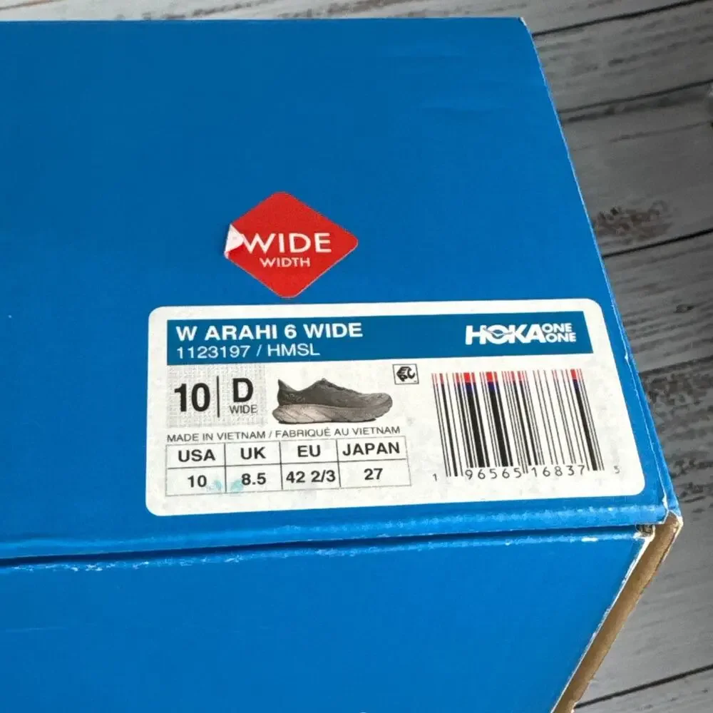 Hoka One One Arahi 6 Womens 10 D Wide Running Shoes Harbor Mist Silver